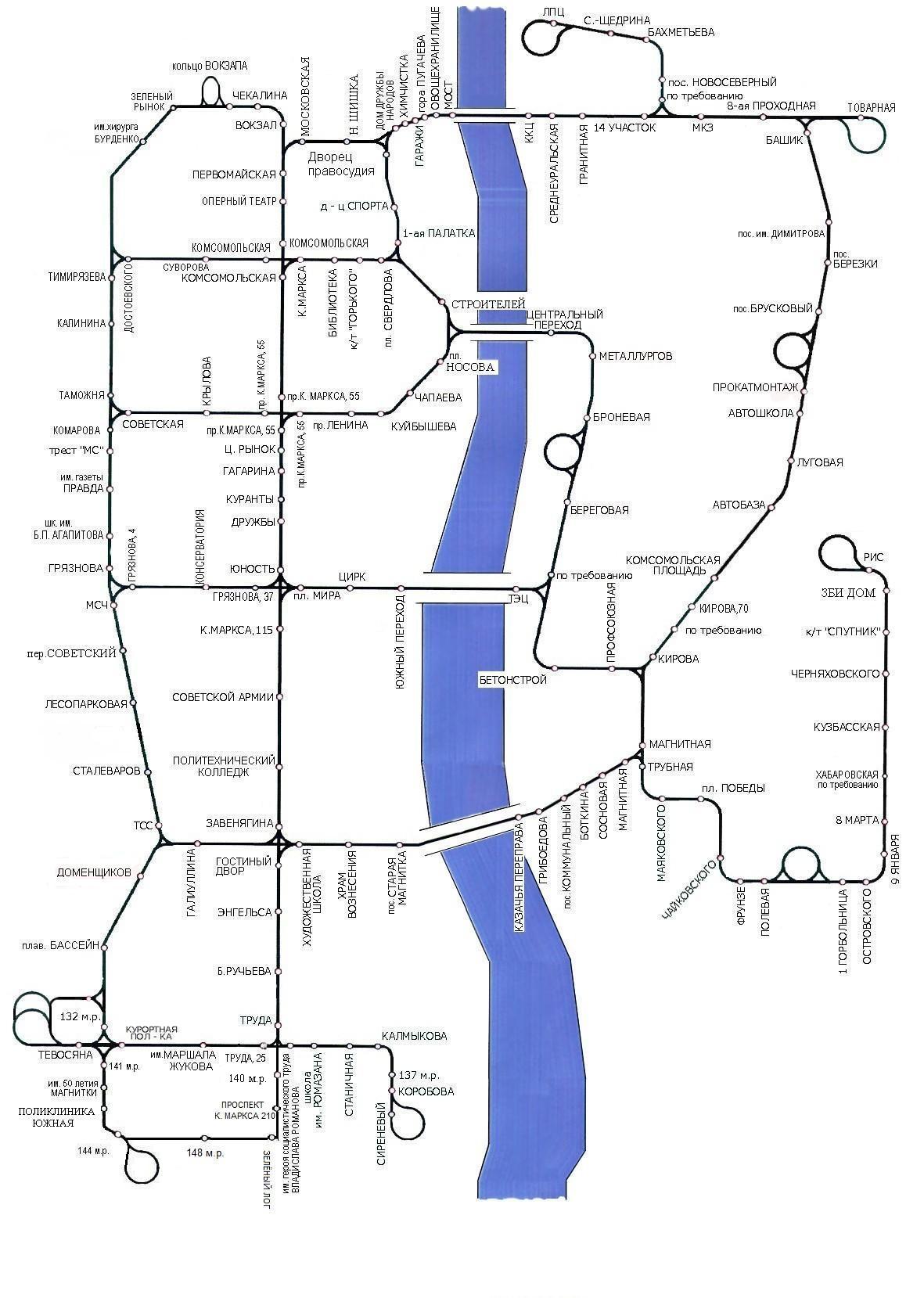 Магнитогорск маршрутное. Карта трамваев Магнитогорск. Трамвай Магнитогорск схема. Трамвайная схема Магнитогорска. Карта маршруты трамвай Магнитогорск.